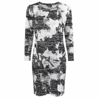 your cameo Damen Kleid Langarm, schwarz grau gemustert