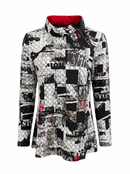 your cameo Damen Langarm Shirt mit Zipper, Allover-Print