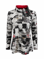 your cameo Damen Langarm Shirt mit Zipper, Allover-Print