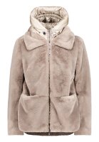 AMBER & JUNE Damen Plüsch Jacke mit Kapuze,...