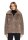 AMBER & JUNE Damen Plüsch Jacke mit Kapuze, braun gold