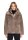 AMBER & JUNE Damen Plüsch Jacke mit Kapuze, braun gold