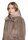AMBER & JUNE Damen Plüsch Jacke mit Kapuze, braun gold