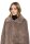 AMBER & JUNE Damen Plüsch Jacke mit Kapuze, braun gold
