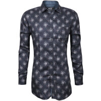 Mode Monte Carlo Herren Tencel Langarm Hemd, gemustert...