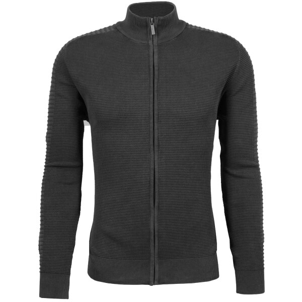 Mode Monte Carlo Herren Strickjacke mit Stehbund und Zip, Anthrazit