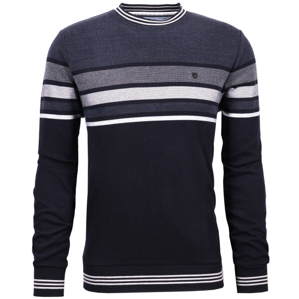 Mode Monte Carlo Herren Sweatshirt mit Rundhals Blockringel, Marine