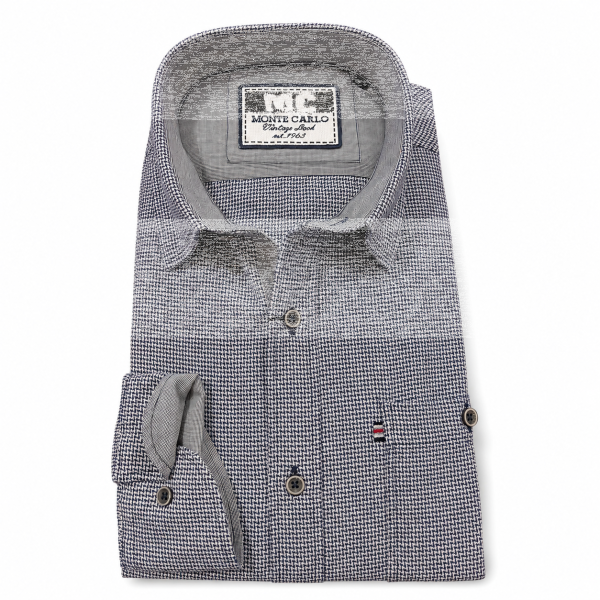 Mode Monte Carlo Herren Langarm Hemd, strukturiert Off-White