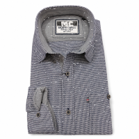 Mode Monte Carlo Herren Langarm Hemd, strukturiert Off-White