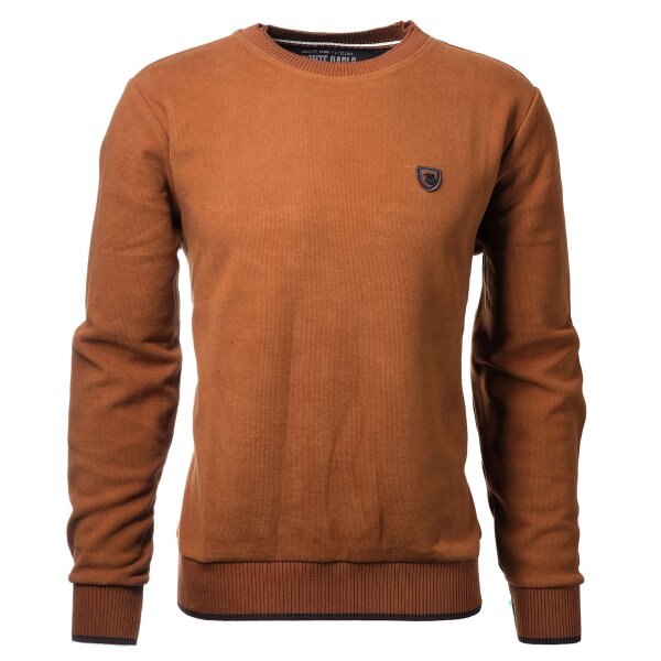 Mode Monte Carlo Herren Sweatshirt Rundhals, Camel braun