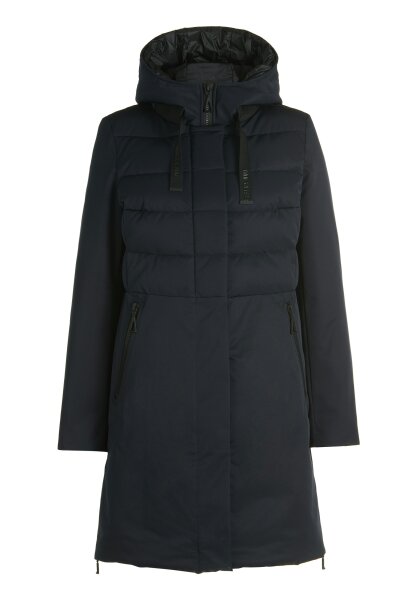 AMBER & JUNE Damen Winter Stepp Jacke mit Kapuze, dunkelblau