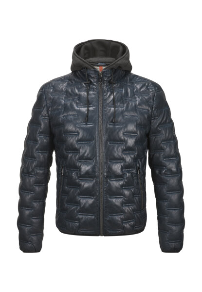 MILESTONE Herren Lederjacke MSAlonso mit Kapuze und Stepp Marine