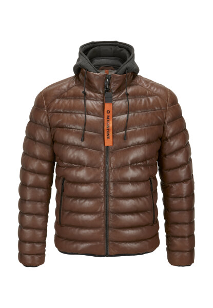 MILESTONE Herren Lederjacke MSHarvey mit Kapuze in Mittelbraun
