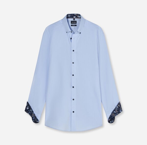 OLYMP Luxor modern fit. Langarm Hemd, Button-down hellblau