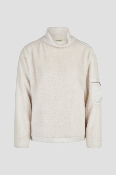 Barbara Lebek Damen Sweatshirt mit Stehkragen & Tasche am Arm, panna cotta beige