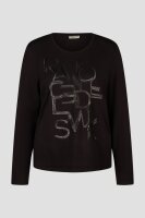 Barbara Lebek Damen Langarmshirt mit Pailletten, schwarz