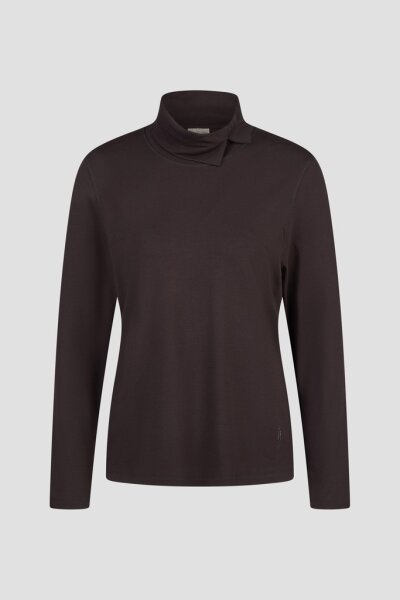 Barbara Lebek Damen Langarmshirt mit Stehkragen, schwarz