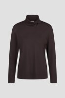 Barbara Lebek Damen Langarmshirt mit Stehkragen, schwarz