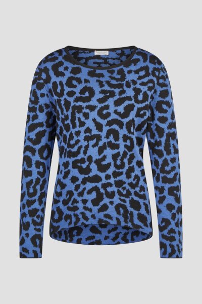 Barbara Lebek leichter Damen Pullover gemustert, azure blue Blau