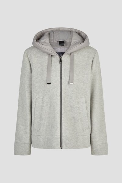 Barbara Lebek Damen Wollstoff Jacke mit Kapuze, silver grey grau