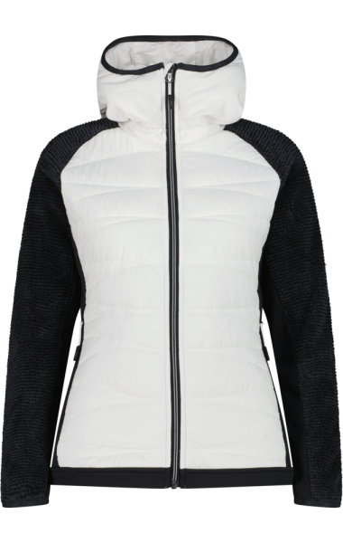 CMP Damen Hybridjacke mit Kapuze, weiß schwarz