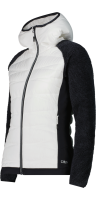 CMP Damen Hybridjacke mit Kapuze, weiß schwarz