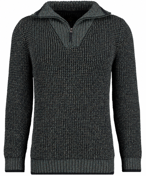 RAGMAN Herren Strickpullover Troyer-Kragen, Grün-Blau