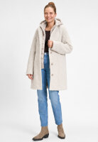 COVERED Damen Mantel WILMA 3 mit weitenregulierbarer Kapuze, Stone melange beige