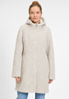 COVERED Damen Mantel WILMA 3 mit weitenregulierbarer Kapuze, Stone melange beige
