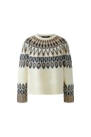 Miss Lagotte Damen Strickpullover mit Muster, beige braun