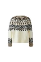 Miss Lagotte Damen Strickpullover mit Muster, beige braun