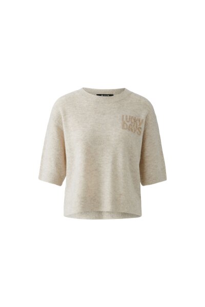Miss Lagotte Damen Kurzarm Strickpullover "Lucky Days", beige braun