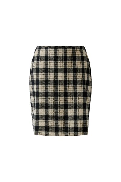 Miss Lagotte Damen Rock, beige schwarz kariert