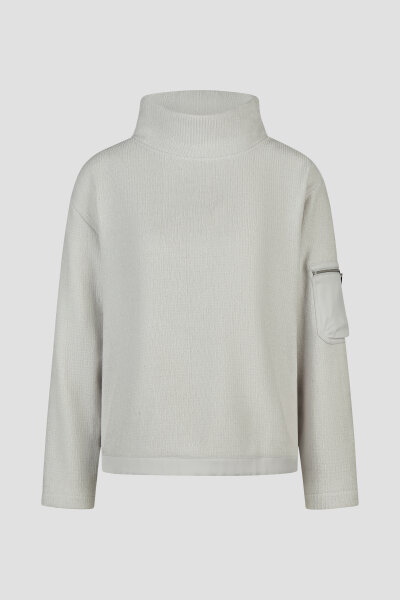 Barbara Lebek Damen Sweatshirt mit Stehkragen & Tasche am Arm, bleached stone grau
