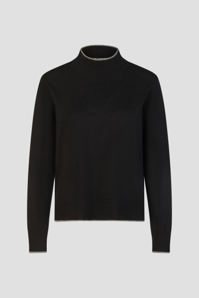 Barbara Lebek Damen Pullover Stehkragen, schwarz