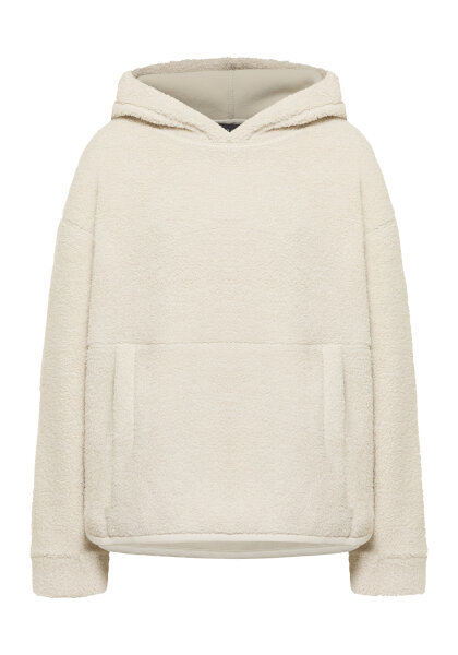 ELBSAND Damen langarm Fleece Pullover mit Kapuze Nelia, Sea Pearl beige