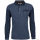Mode Monte Carlo Herren Langarm Poloshirt Knopf, Mini-Waffelstruktur Jeansblau