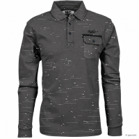 Mode Monte Carlo Herren Langarm Poloshirt Knopf, Anthrazit