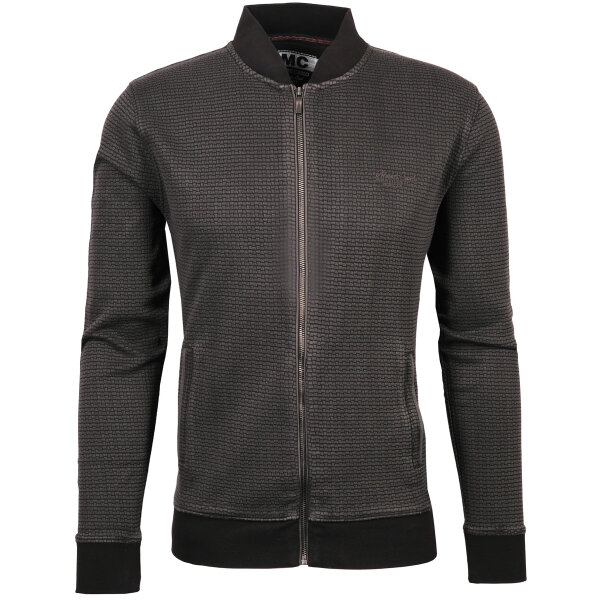 Mode Monte Carlo Herren Sweatjacke mit College Kragen und Zip, Anthrazit
