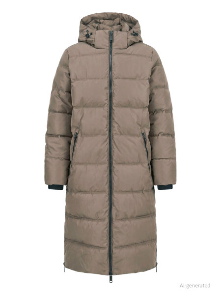 COVERED Damen Mantel JULIA 4 mit Kapuze, Fungi beige Taupe