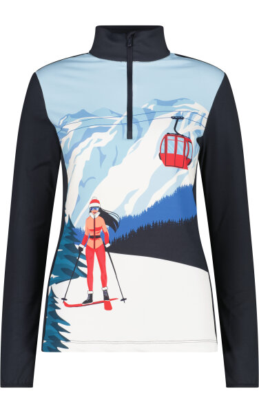 CMP Damen Bedrucktes Softech-Langarmshirt "Ski", Anthrazit weiß